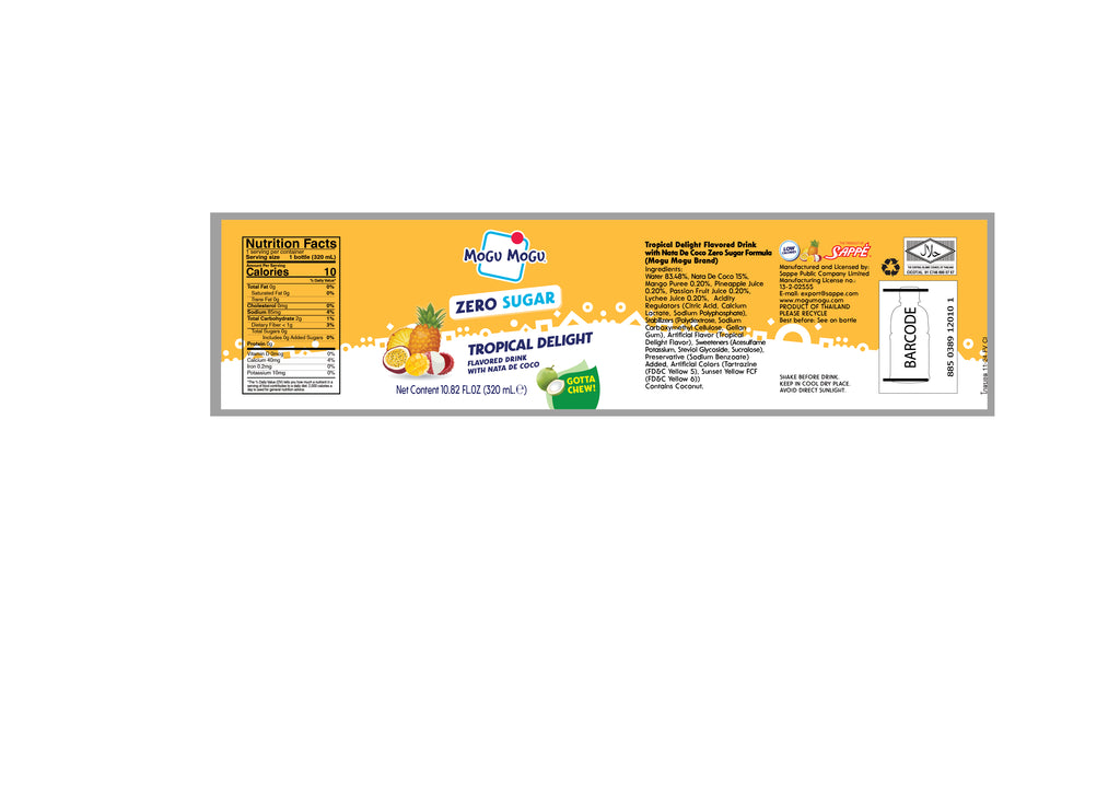Mogu Mogu Zero Sugar Tropical Delight 320ml