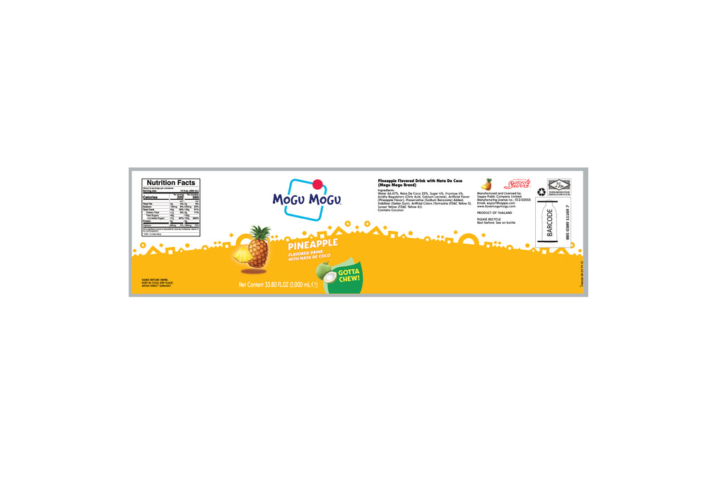 Mogu Mogu Pineapple Drink with Nata de Coco 1L