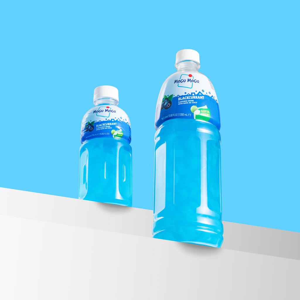 Mogu Mogu Blackcurrant 320ml and 1L bottles