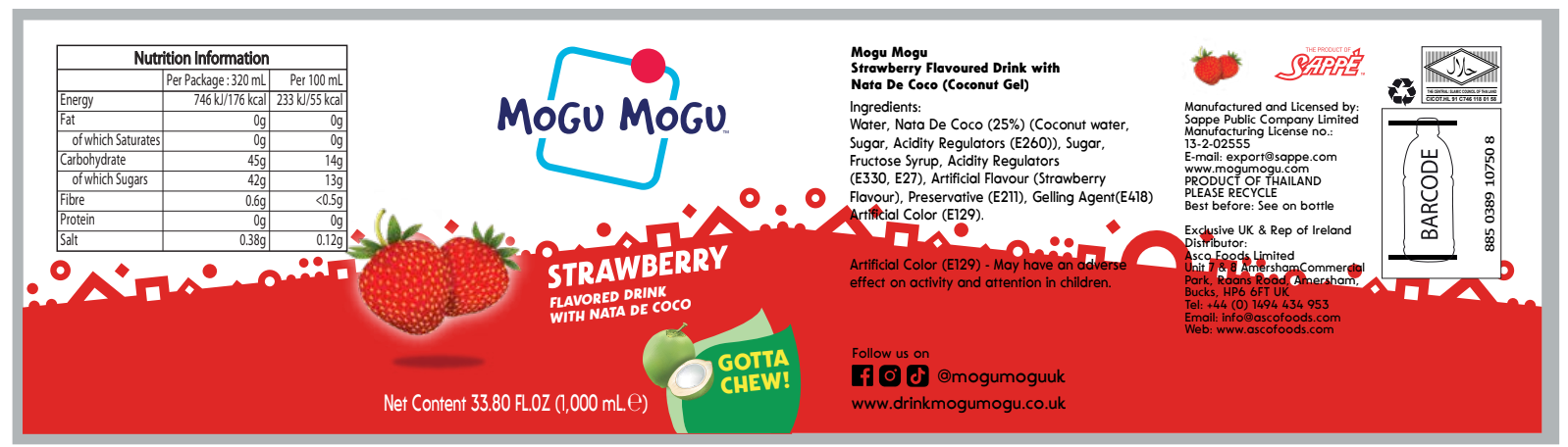 Mogu Mogu Strawberry 1L
