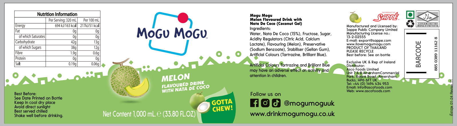 Mogu Mogu Melon 1L