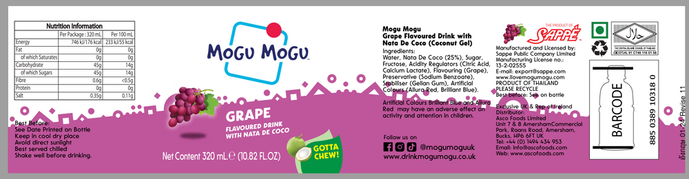 Mogu Mogu Grape Drink with Nata de Coco 320ml