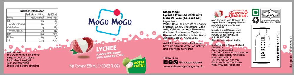 Mogu Mogu Lychee Drink with Nata de Coco